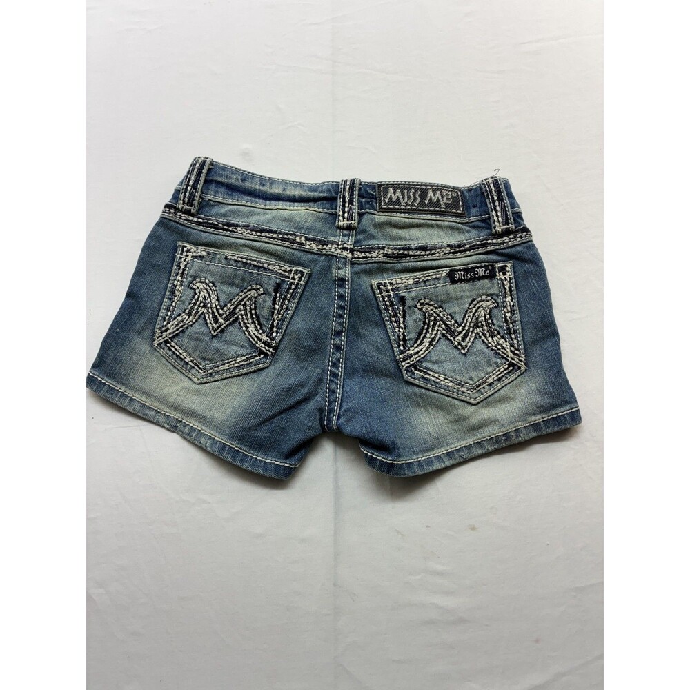 Y2K Miss Me Low Rise Micro Denim Heavy Topstitching Shorts Sz 25